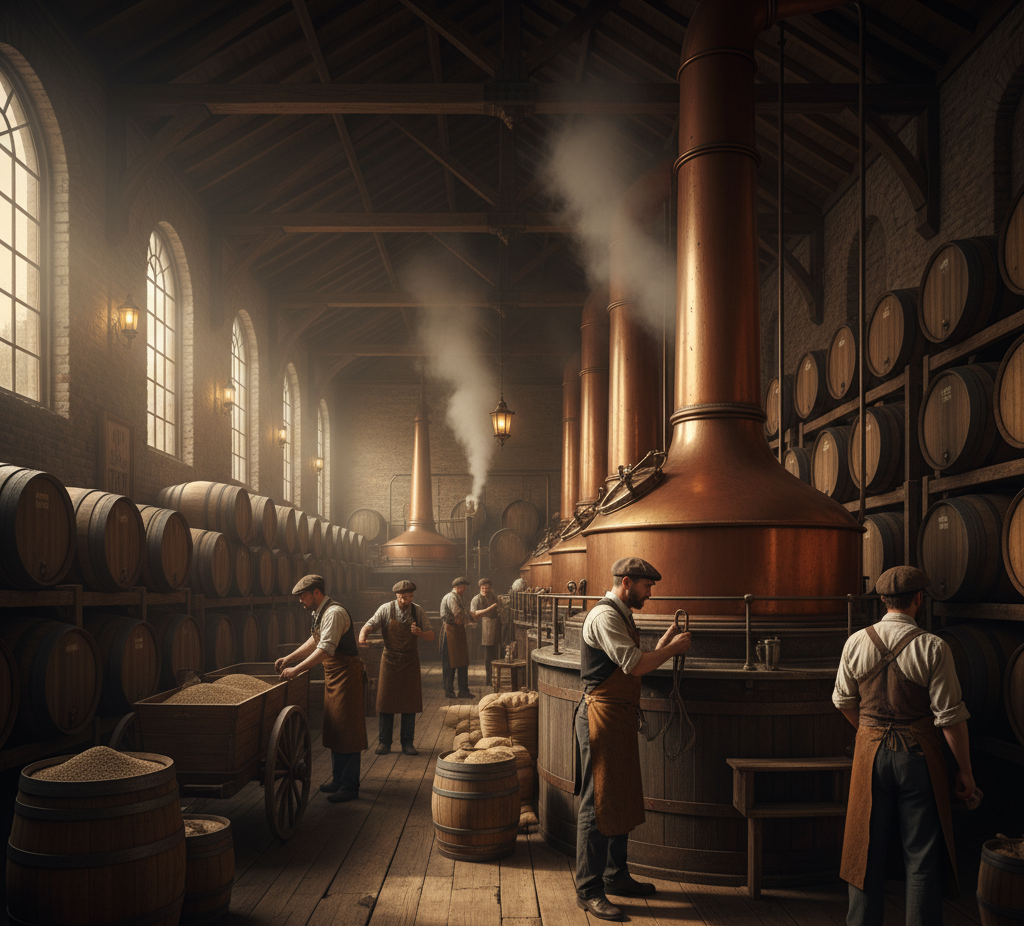 Contemporary global whisky tasting scene with diverse bottles from Scotland, Ireland, Japan, and the US